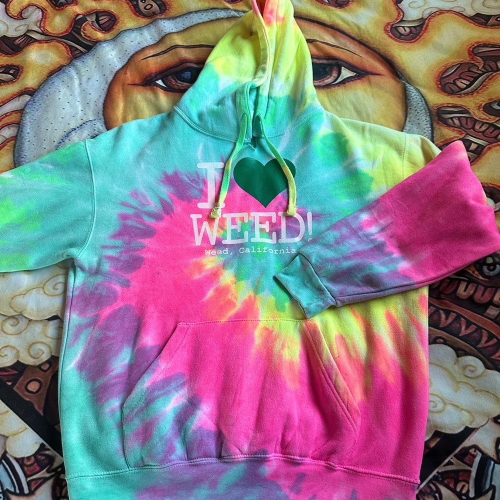 I 💚 Weed California Colortone Tie-Dye Hoodie